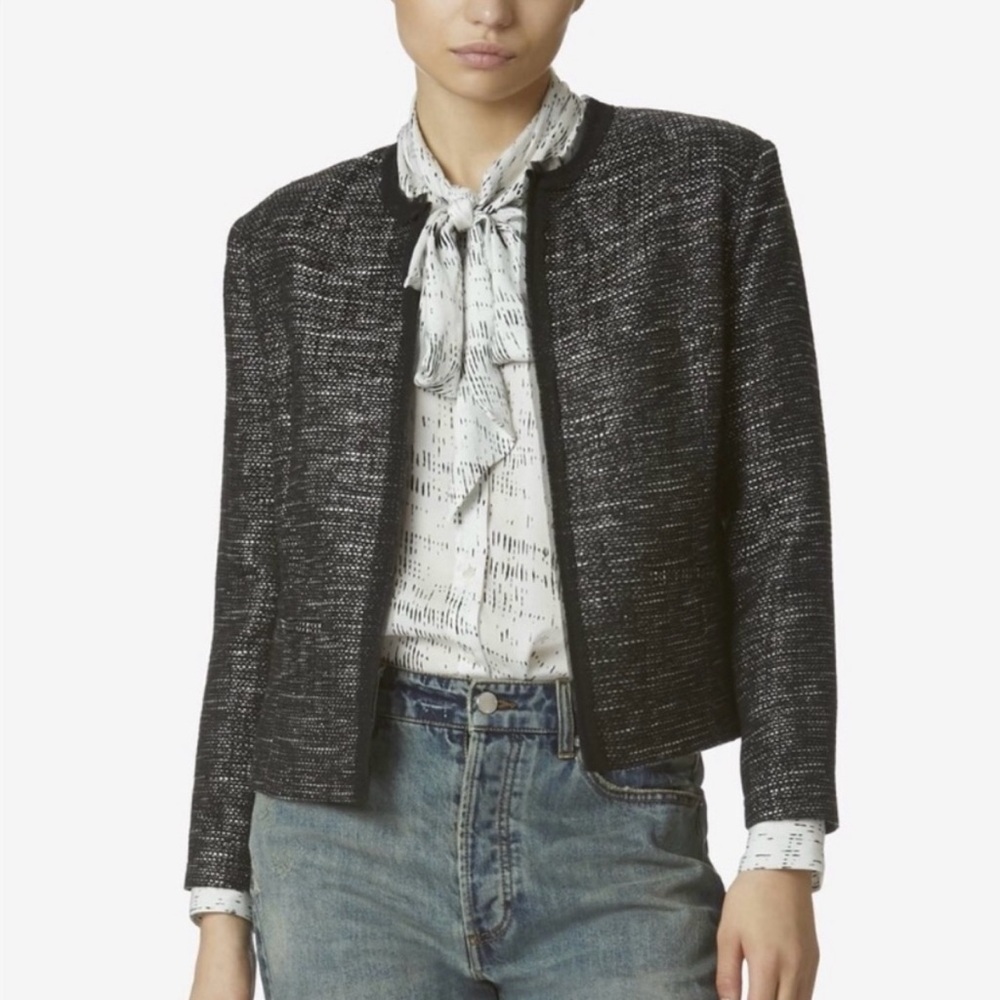 Avec Les Filles Kensington raw edge tweed blazer size L